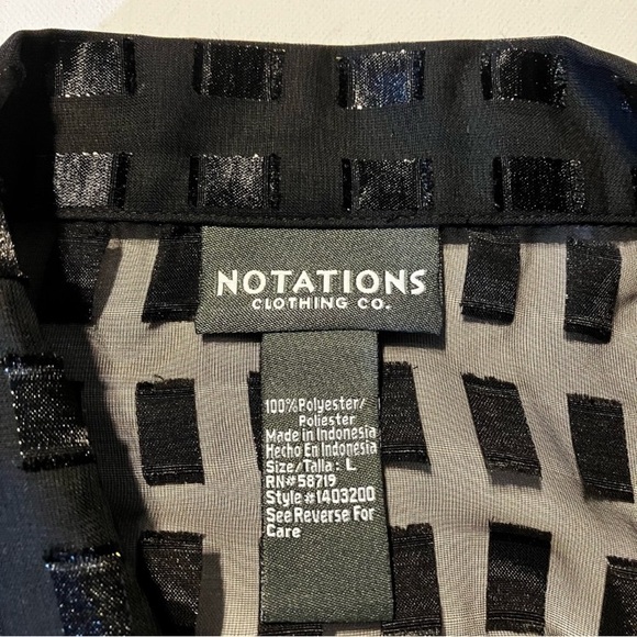 Notations Black Sheer Square Button Up Blouse - Picture 3 of 3